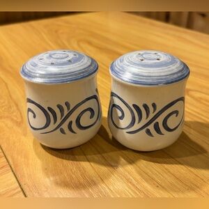 Corelle oceanview vintage Blue and White Ceramic Salt and Pepper Shakers